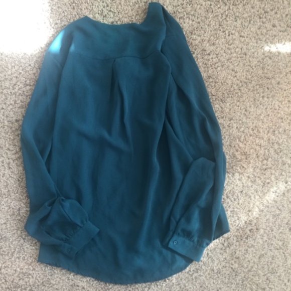 Mossimo Teal Blouse With Cute Tie - Picture 4 of 5